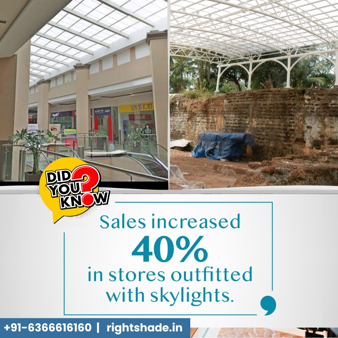ShadeRight's tweet photo. "Did you know that natural light can work wonders for your business? 🌞

Sales in stores equipped with skylights have soared by an impressive 40%!

Contact us at +91-6366616160 or visit https://t.co/qYMEMnnOQB to illuminate your space! https://t.co/8FLq2Jhqh7
