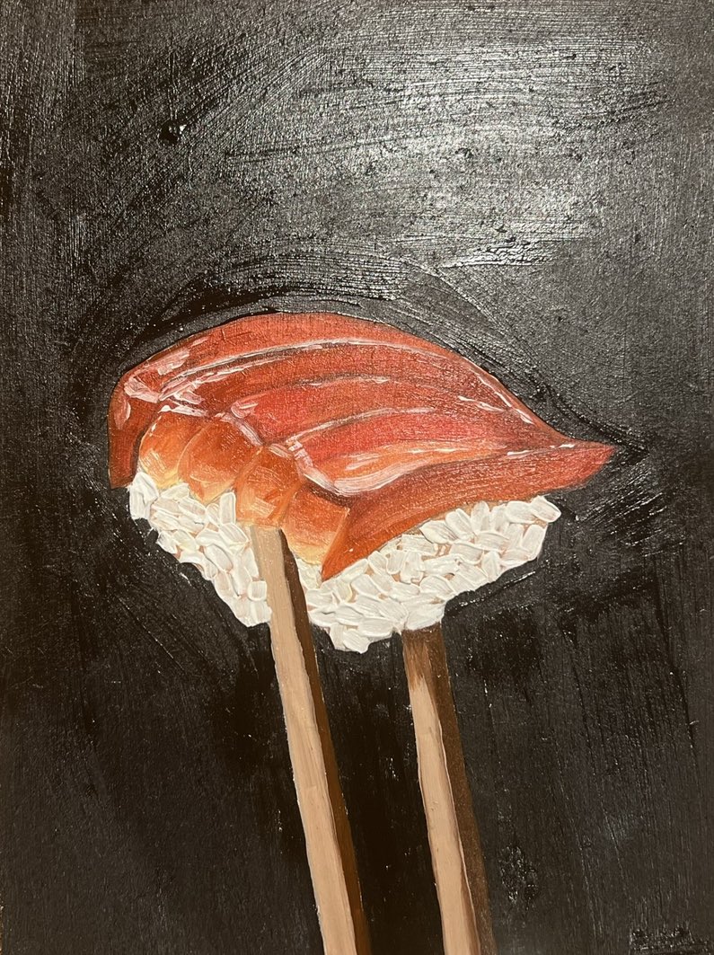 lvbstudios's tweet photo. sushis 1 n 2, acrylic painting on wooden panel x https://t.co/cbGiS6orj9