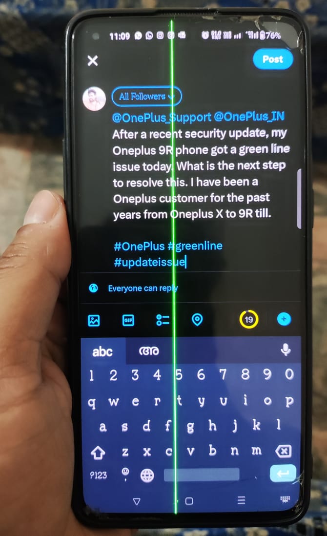 VimalKochiyil's tweet image. @OnePlus_Support @OnePlus_IN After a recent security update, my Oneplus 9R phone got a green line issue today. What is the next step to resolve this. I have been a Oneplus customer for the past years from Oneplus X to 9R till. 

#OnePlus #greenline #updateissue