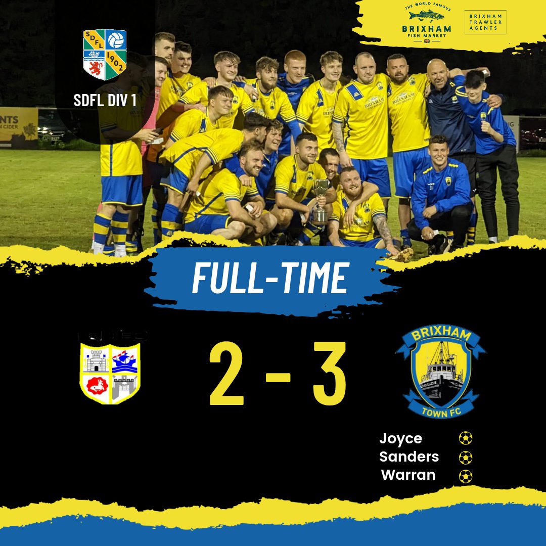 1st TEAM RESULT!! 

Brixham Town 3 vs 2 Totnes and Dartington FC  

Assists;

Cook 🔑

Goals;

Joyce ⚽
Warran ⚽
Sanders ⚽

MOTM;

Atkinson 🏆

#upthetown #btid #thefishermen 🐟💛⚽