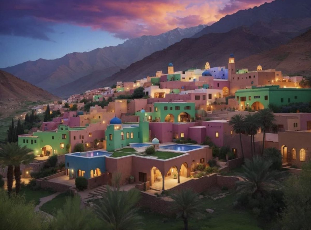 Lahcenhaddad's tweet photo. هكذا تخيل الذكاء الاصطناعي إعادة بناء وإعمار #دواوير و #مداشر  #الأطلس_الكبير المتضررة. جميلة، زاهية الألوان، رحبة الفضاءات، ينشرح لها الصدر ويبتهج لها  النظر. لماذا لا نجعل من الحلم حقيقة؟ 
#زلزال_الحوز_المغرب #زلزال_الحوز #زلزال_المغرب_2023 #زلزال_المغربِ #seismeaumaroc #seismemaroc