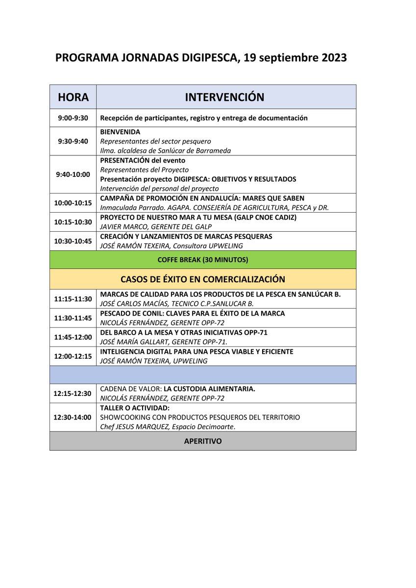 digipesca's tweet photo. Recordamos que el 19 de septiembre, en modalidad presencial o virtual podéis asistir a las jornadas de difusión ‘Intercambio de estrategias para mejorar la comercialización a través de casos de éxito’.  
🔵Inscripciones: https://t.co/MNEhrqxQmS
🔵Compartimos programa👇🏾 https://t.co/GFreTYiUnL