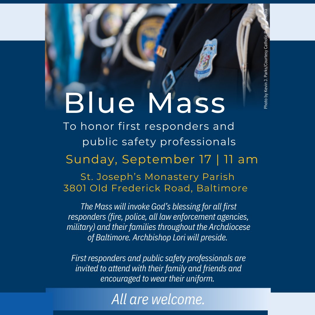 ‼️ TOMORROW ‼️
Join us at St. Joseph's Monastery Parish for #BlueMass
All are welcome!
