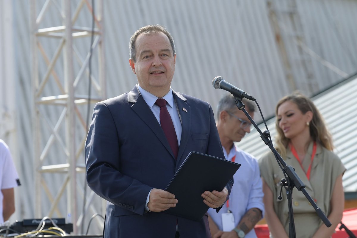 MFASerbia's tweet photo. DPM/FM #Dacic attended the commemoration of the 100th anniversary of Macedonian aviation at the Stenkovec recreational airfield; emphasized the need for further strengthening of #Serbia #NorthMacedonia ties and the importance of excellent coop within the #OpenBalkans initiative. https://t.co/mwbm0TVBCt