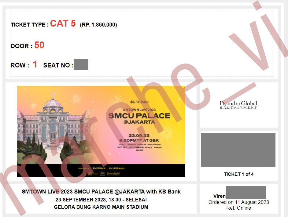 Marche_Vi's tweet photo. WTS SMTOWN LIVE 2023  
SMCU PALACE IN JAKARTA     
CAT 5 Door 50 Row 1 x4tix   
View langsung dekat lobby row 1! 
Price bole nego dm~ https://t.co/fBrtmPy8LY