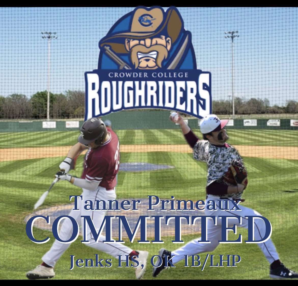 Tanner Primeaux (@primeaux_tanner) on Twitter photo I am excited too announce that I will be furthering my academic and athletic career to Crowder College! I want to thank God, all of my family, friends, and coaches who have pushed me to where I am at today. #committed <a href="/CrowderBasebal1/">Crowder Baseball</a> <a href="/JenksHSBaseball/">Jenks Trojan Baseball</a> <a href="/TLalle31/">Travis Lallemand</a> I am excited too announce that I will be furthering my academic and athletic career to Crowder College! I want to thank God, all of my family, friends, and coaches who have pushed me to where I am at today. #committed <a href="/CrowderBasebal1/">Crowder Baseball</a> <a href="/JenksHSBaseball/">Jenks Trojan Baseball</a> <a href="/TLalle31/">Travis Lallemand</a>