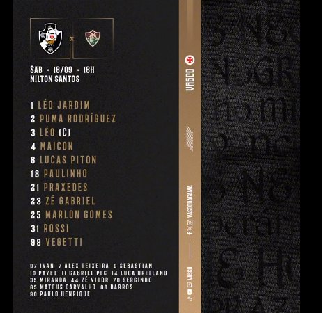 tudodevasco_'s tweet photo. Vascão escalado para o clássico contra o Pequenense!

📸: Divulgação - Vasco

#vascoxfluminense #tudodevasco https://t.co/uXQqElEOTV