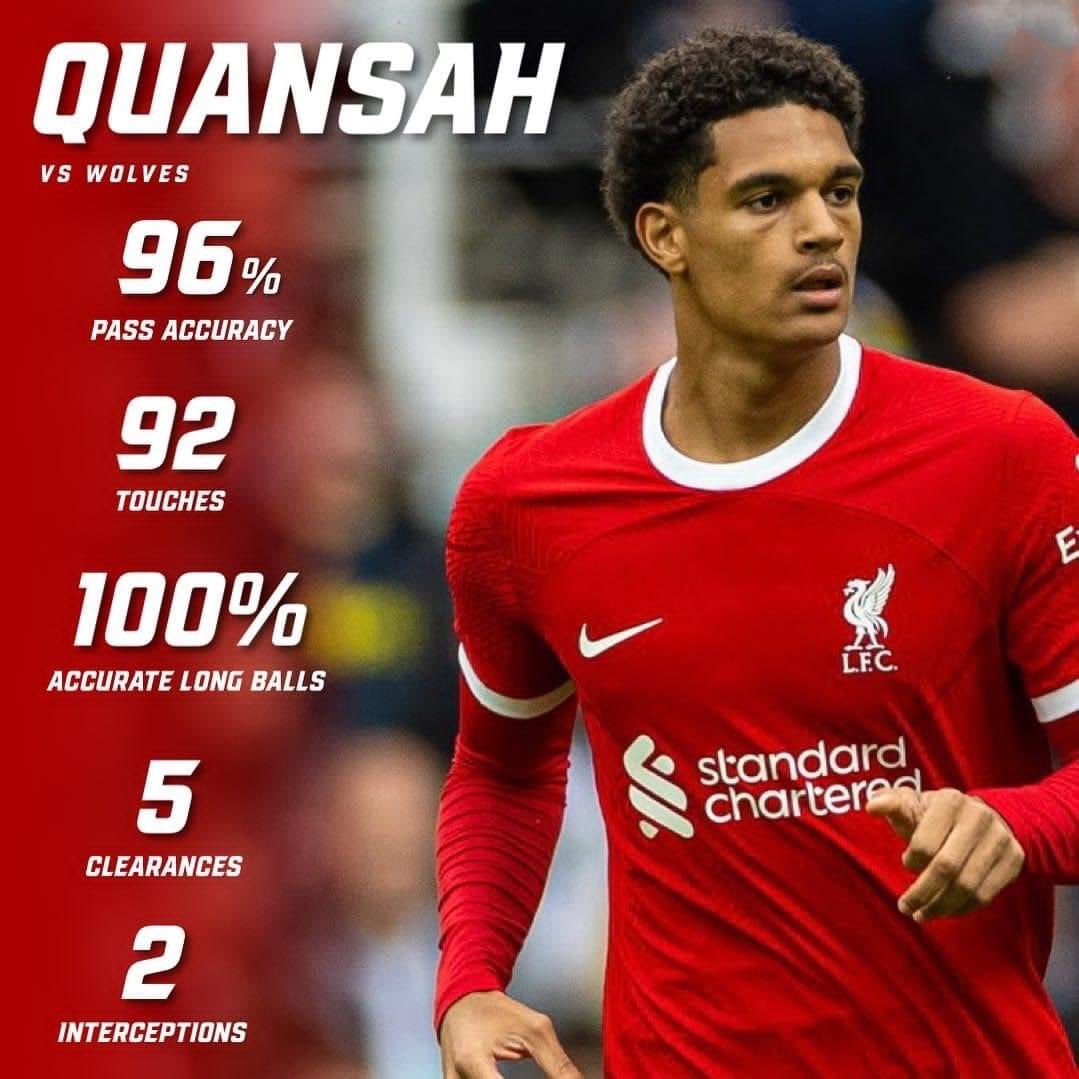 JATTSOPRANO316's tweet image. Young Jarell Quansahs stats from todays game. A tough first PL game to come into and he stepped up superbly. Looked very comfortable and was a  magical moment for him. 

We have another one on our hands💫🔥#LFC #Quansah