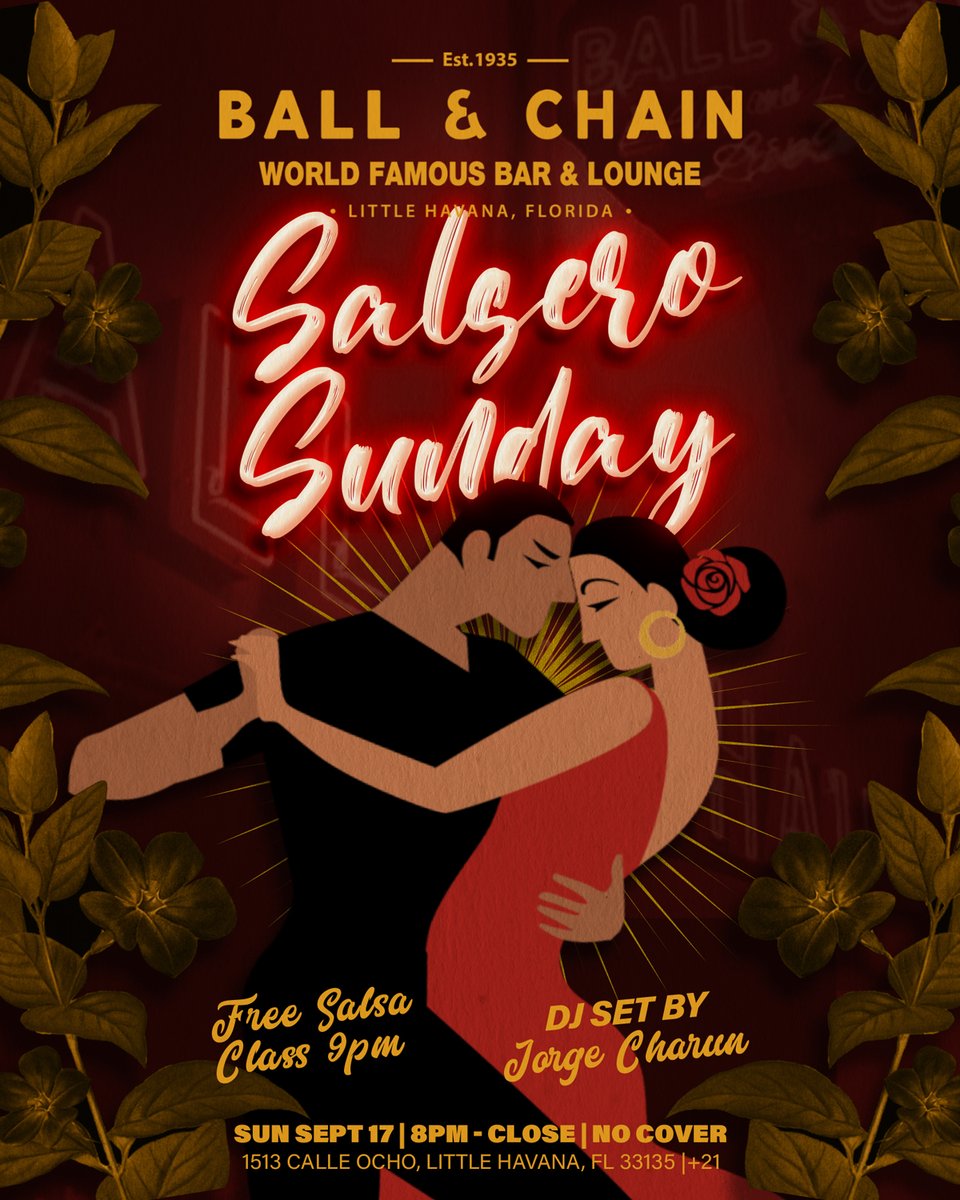 BallAndChainBar's tweet image. TODAY: #LiveSalsa NOW to 6 p.m., #LiveJazz 6 to 9, then #LaPachanga with @DJDanisLaClave + #LiveMusic by Mandy y la Clave, 8

TOMORROW: #SalseroSunday with @DJJorgeCharun at 8 and a FREE #SalsaLesson, 9

#supportlocal ballandchainmiami.com
🍍💚