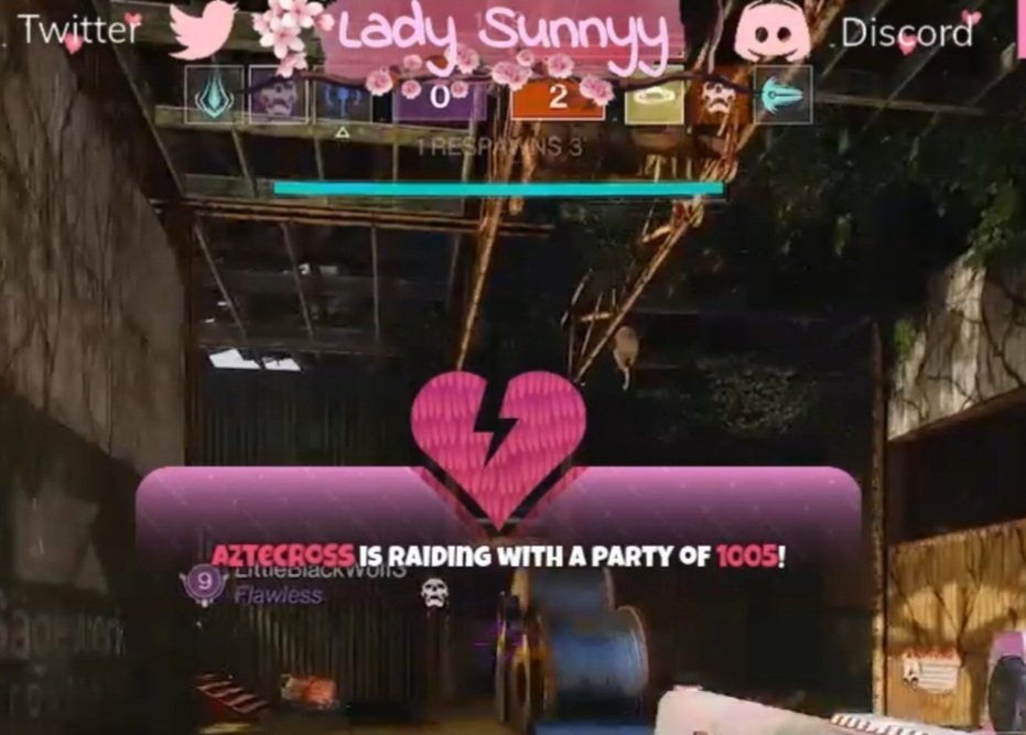 LSunnyy's tweet photo. I still cannot fathom what happened the other night!! We got raided by @Aztecross himself !! THANK YOU SOOO MUCH ONCE AGAIN FOR THIS MASSIVE RAID AND INCREDIBLY KIND GESTURE!!! I cannot thank you enough!!! ๐ฅฒ๐๐ฅฐ๐๐คฉ๐คฏ๐ฅณ๐๐๐๐ HUUUGE!!! #aztecross #Destiny2 https://t.co/pvIpSLVYwL