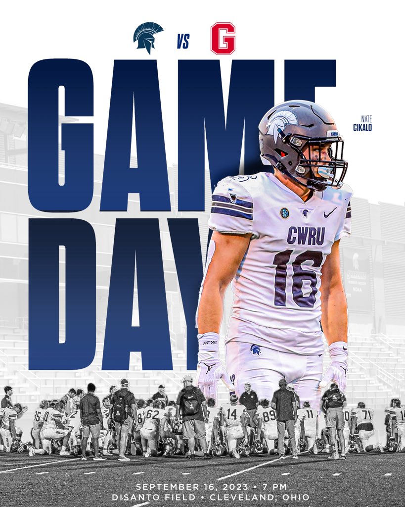 ◻️ 𝐆 𝐀 𝐌 𝐄 𝐃 𝐀 𝐘 ◻️

🆚: Grove City College
⏰: 7pm
📍: DiSanto Field
📺: athletics.case.edu/sports/2023/7/…

#BlueCWRU #RollSpartans