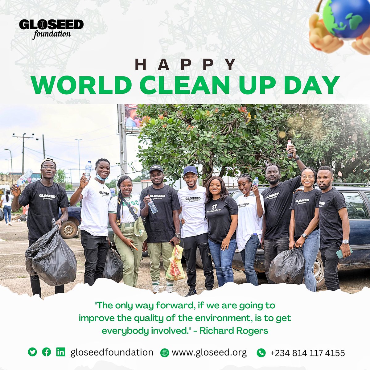 Gloseedfoundatn's tweet photo. On this #WorldCleanUpDay, let’s unite for a common cause - to clean up our beautiful planet. Every small action counts towards a cleaner, healthier Earth. Join the movement! 🌎💪 
#CleanUpChallenge
#WorldCleanUpDay 
#CleanerEarth
#gloseed 
#gloseedfoundation https://t.co/Q96dZpxl3S