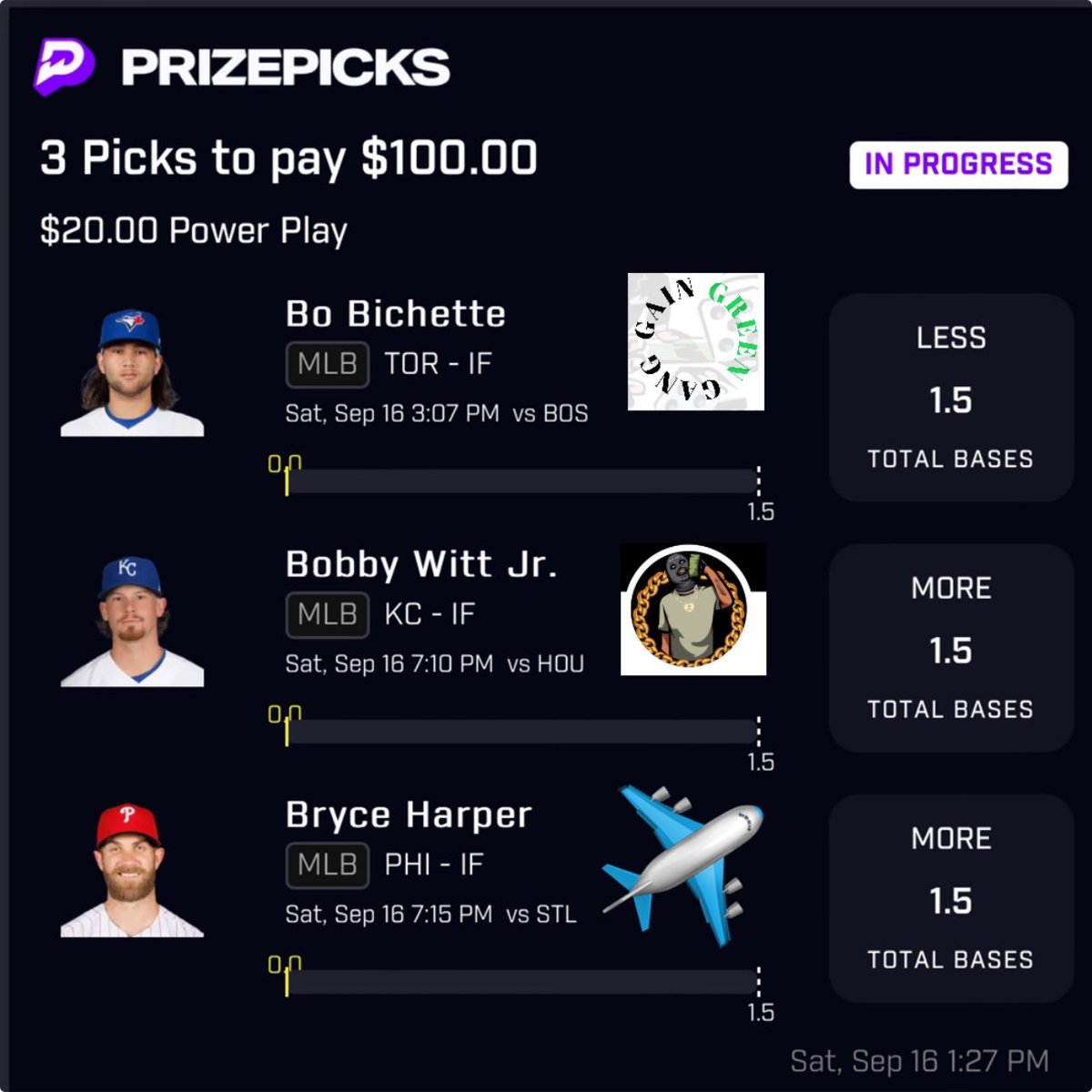 GAINGREENGANG5's tweet photo. First klass spaces collab with the goats 🐐🐐@TheBagFamily_ and @weltaairlines 💰✈️✅
#GAMBLINGX #GAMBLINGTWITTER #DFS #SLEEPER #PRIZEPICKS #PARLAYPLAY #SPORTSBATTLE #HOTSTREAK #GAINGREENGANG #BIGTBF #FIRSTKLASS https://t.co/D2nvmtmk9s