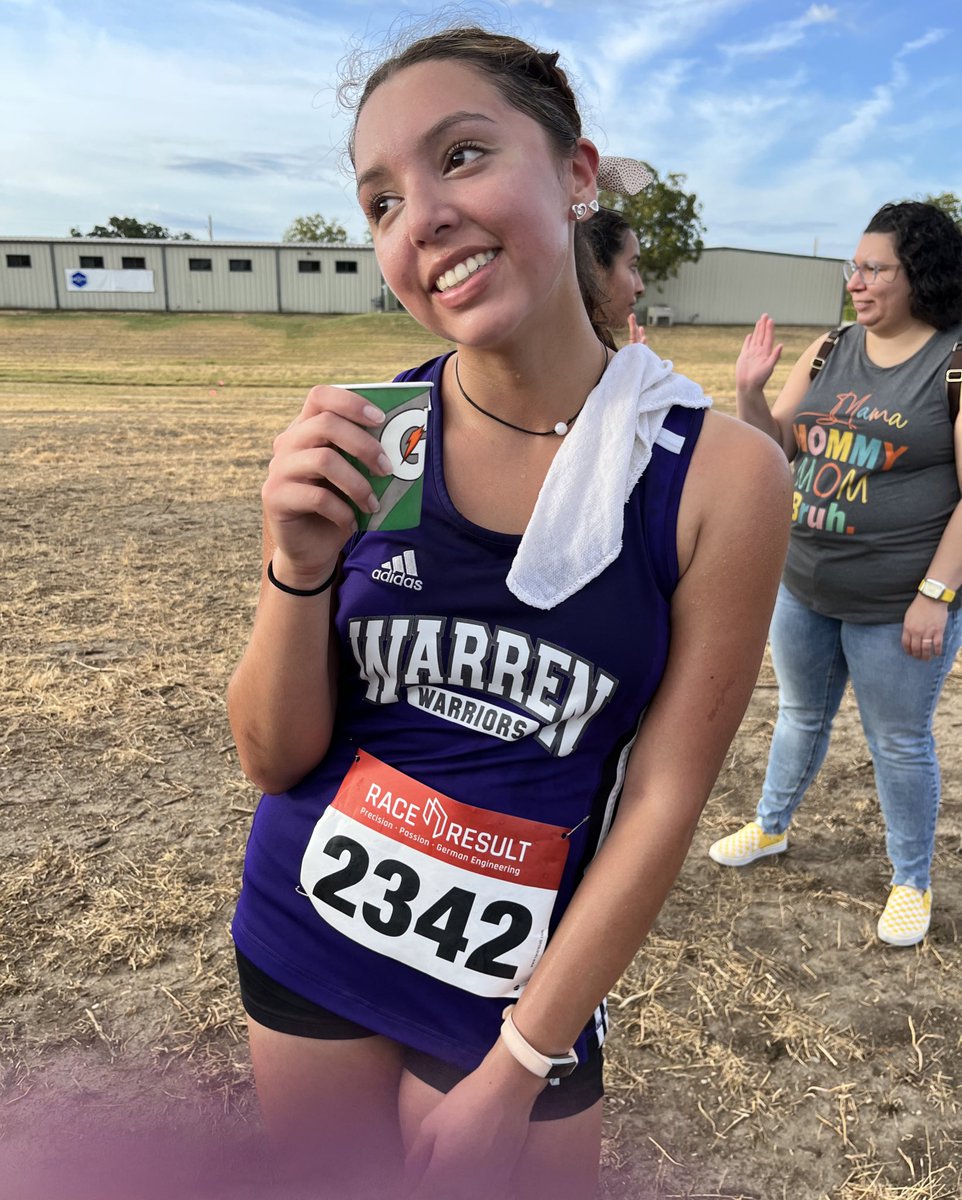 So proud of my little pancake. Her first time running for varsity😊 She’s getting faster every day💜 #mylittlepancake #gowarriors #gosophie