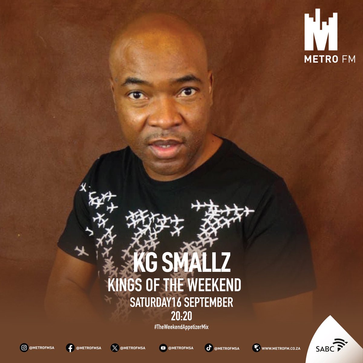 METROFMSA's tweet photo. 2nd mix on the show just started. #TheWeekendAppetizer mix. 

We go to Kimberley tonight for the sounds of a rockstar. @KGSmallz! https://t.co/a8164r0QBj