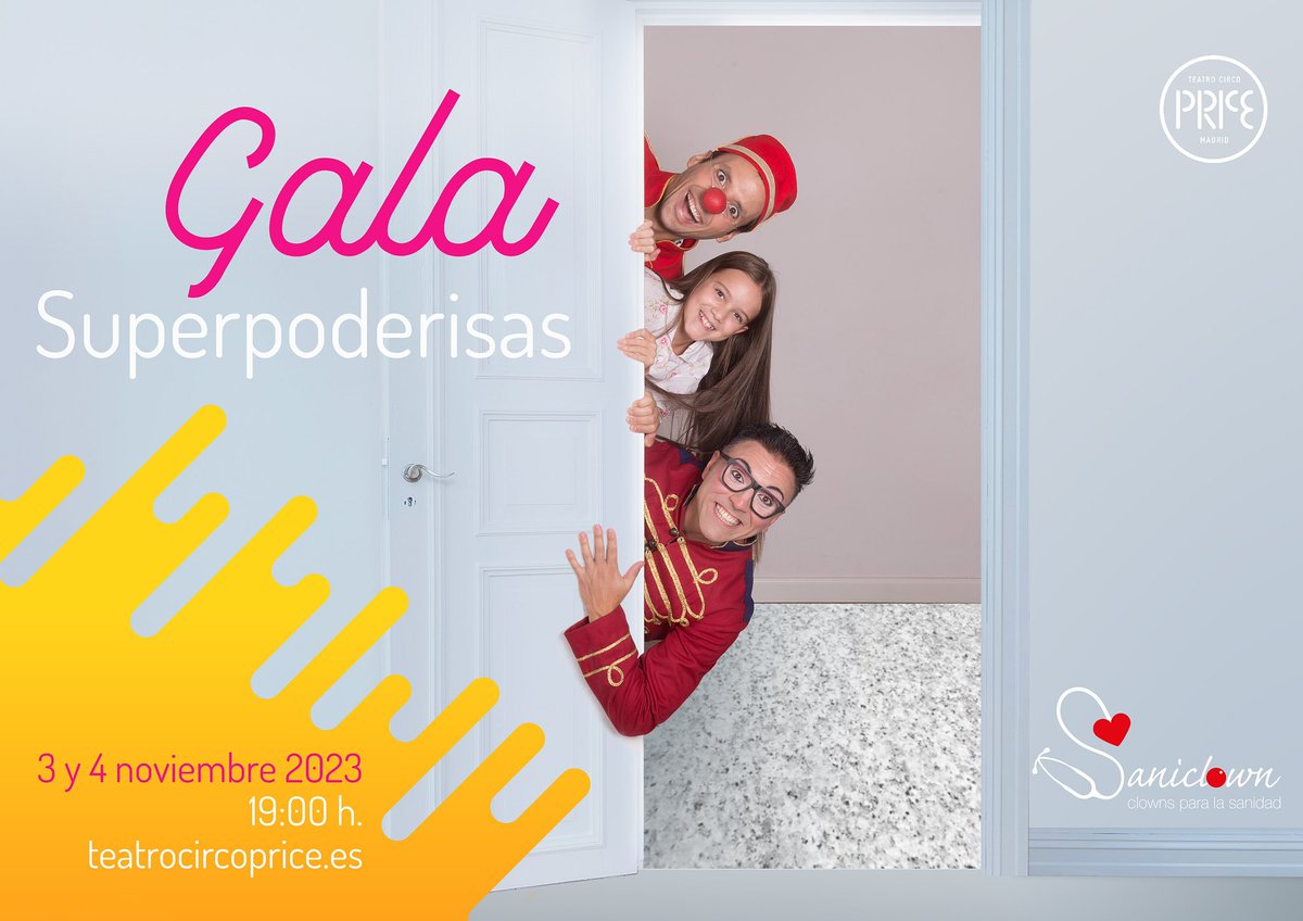 Colaborar con Saniclown, pasándolo PIPA en una gran gala, ¡tiene un precio muy bueno! Porque gracias a la generosidad de los artistas y del <a href="/circoprice/">Teatro Circo Price</a> el 80 % de cada entrada será destinado a todos nuestros proyectos.
3 y 4 de noviembre. ¡A llenar 2200! Ayúdanos con el reto🙏🏻