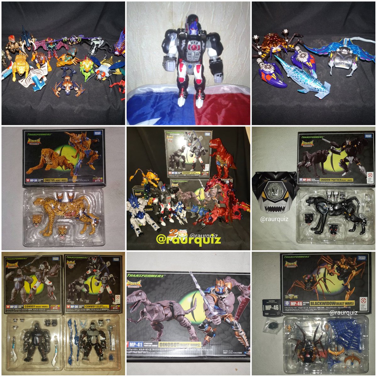 raurquiz's tweet photo. #beastwars #transformers #27thanniversary #masterpiece #maximal #optimusprimal #cheetor #dinobot #rhinox #tigerhawk #dephcharge #cybershark #predacon #megatron #waspinator #inferno #blackarachnia #blackwidow #shadowpanther #fuzors #transmetals #actionfigures @Hasbro https://t.co/dS2sN0UUzW