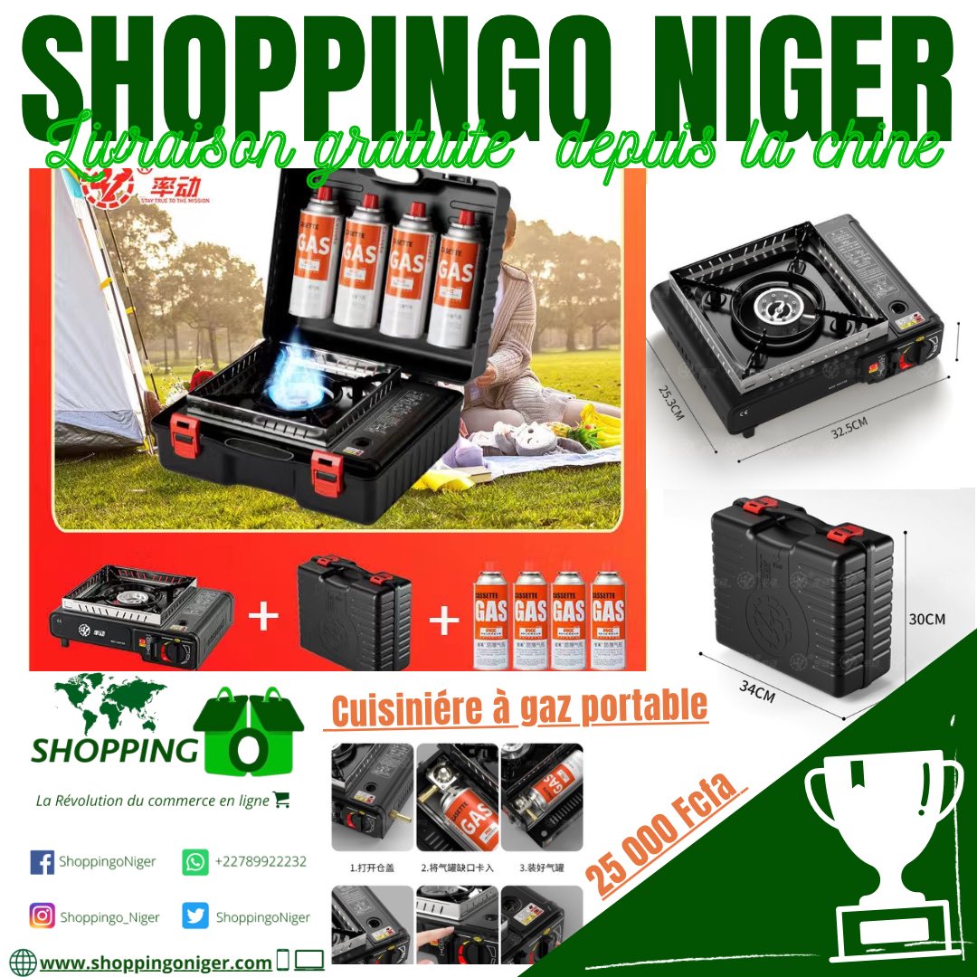 ShoppingoNiger's tweet photo. 🚨Nouveautés de la semaine 🛍
Cuisinière à gaz portable + 4 bouteille de gaz

-Prix : 25 000 Fcfa

-Whatsapp : https://t.co/dQS0FA0KYU
-Site Web : https://t.co/WVS1RuLfIZ 💻📱

⛔️NB: Livraison gratuite depuis la Chine 📦✈️
#niameyniger #niger #tl227 https://t.co/MCru3DSU4a