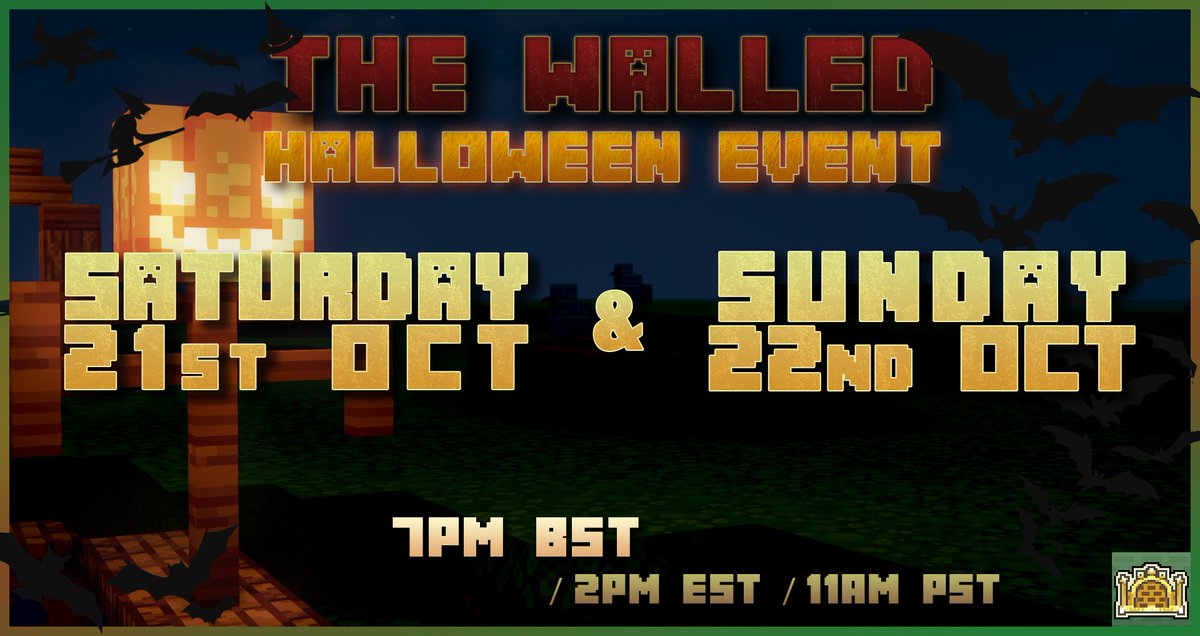WalledEvents's tweet photo. 🎃Make your calendars! The official dates for the Halloween Event for this year have dropped! 👻

📅Saturday 21 October and Sunday 22 October!

Both Events are at 7PM BST / 2PM EST

🔗Link to discord in bio! https://t.co/vbNLQEsufz