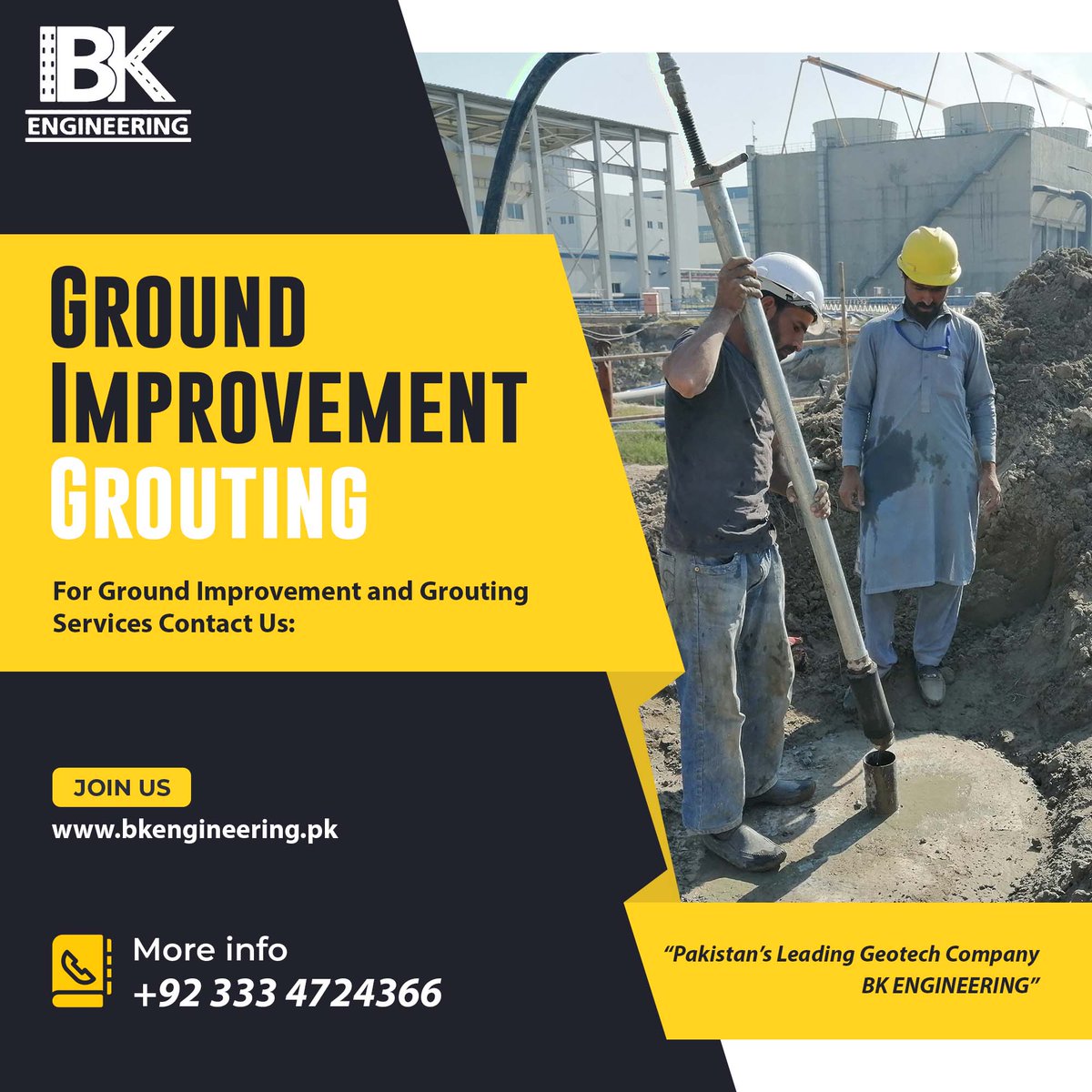 BKGROUPISB's tweet photo. For Ground Improvement and Grouting Services Contact Us:
Contact us for Services.
Call Us: 0333 4724366
Or Visit: https://t.co/eqgkxdqEr2
https://t.co/9pybDHXSLn
#bkengineeringpk #groundimprovement #grouting #electricresistivitytesting #ert #shotcreting #shoring #strutting https://t.co/aZSFckxXcS