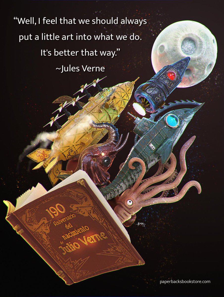 Paperbacks_Plus's tweet photo. ✒️📖
“Well, I feel that we should always put a little #art into what we do. It's better that way.” ~Jules Verne
🖤
#JulesVerne #artofwriting #writer #bookish #outofthisworld #storyteller #adventuresinreading #outerspace #sciencefiction #scifi #flymetothemoon #scifiart #spaceships https://t.co/Mq32ROG5Rp