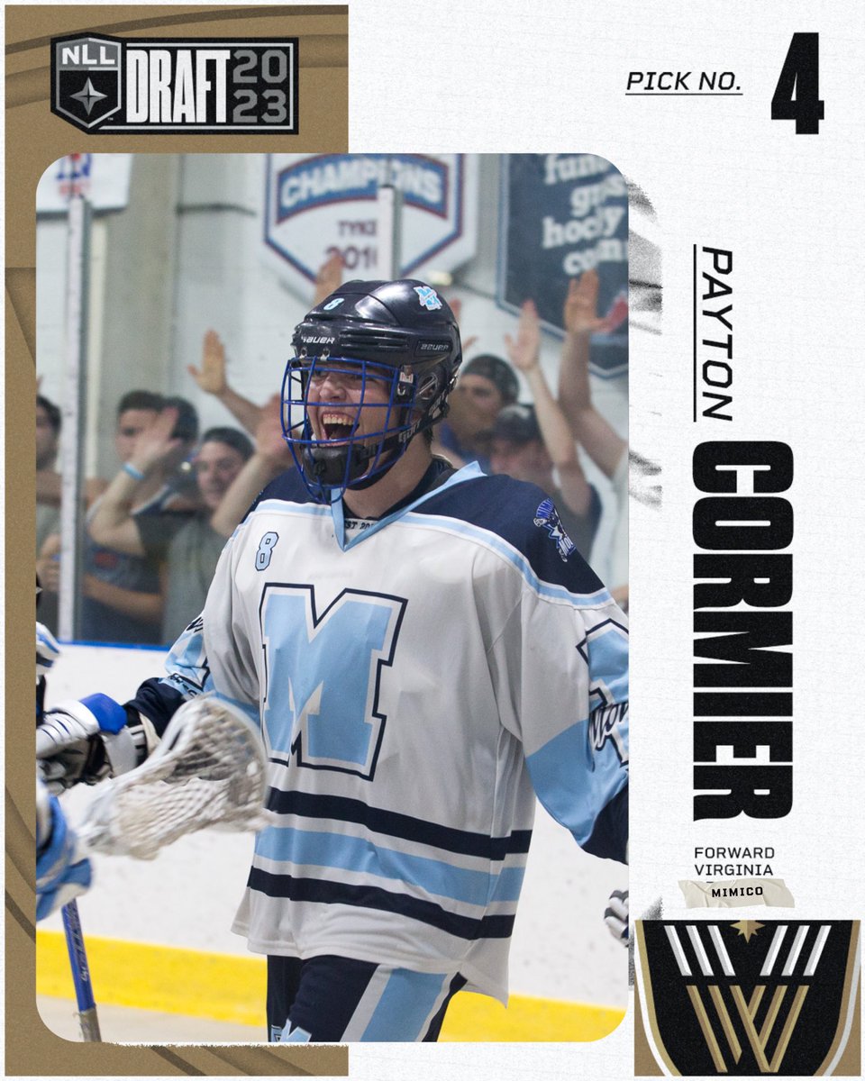 MimicoLax's tweet image. With the fourth overall pick in the @NLL Draft, @nllwarriors select Payton Cormier (@PCmimico24)
