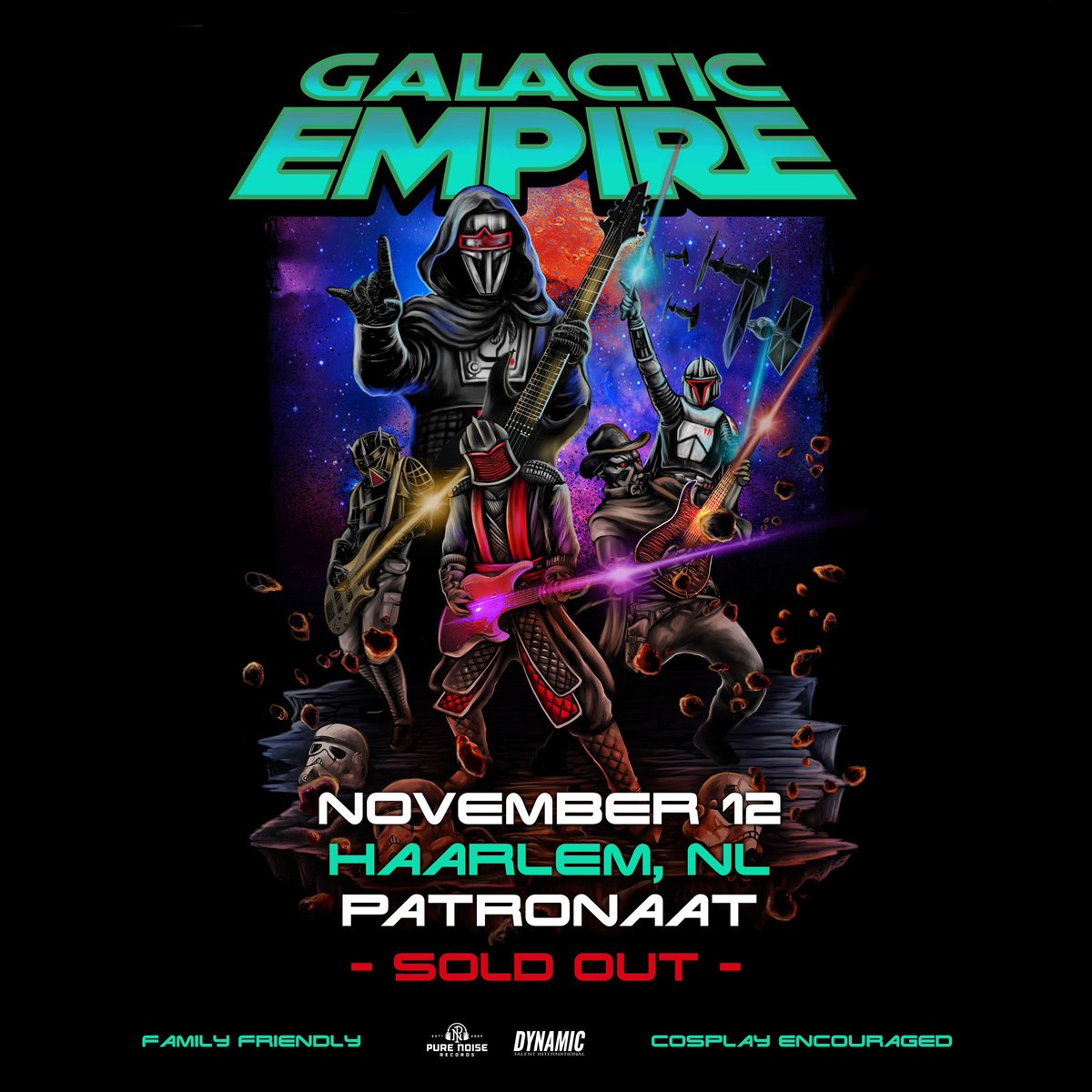 November 12 - Haarlem, NL @patronaat023 is SOLD OUT! Tickets are still available for the remainder of the tour so get yours today! #galacticempire #starwars #metal #tour #europe