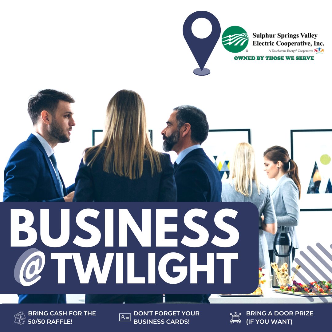 If you're looking for an opportunity to expand your network, mark your calendars for next week's Business at Twilight event, hosted by SSVEC. Join us Sept 21 at 5:00 for engaging conversations, yummy refreshments, and a chance to win prizes! Register now: mms.sierravistaareachamber.org/members/evr/re…
