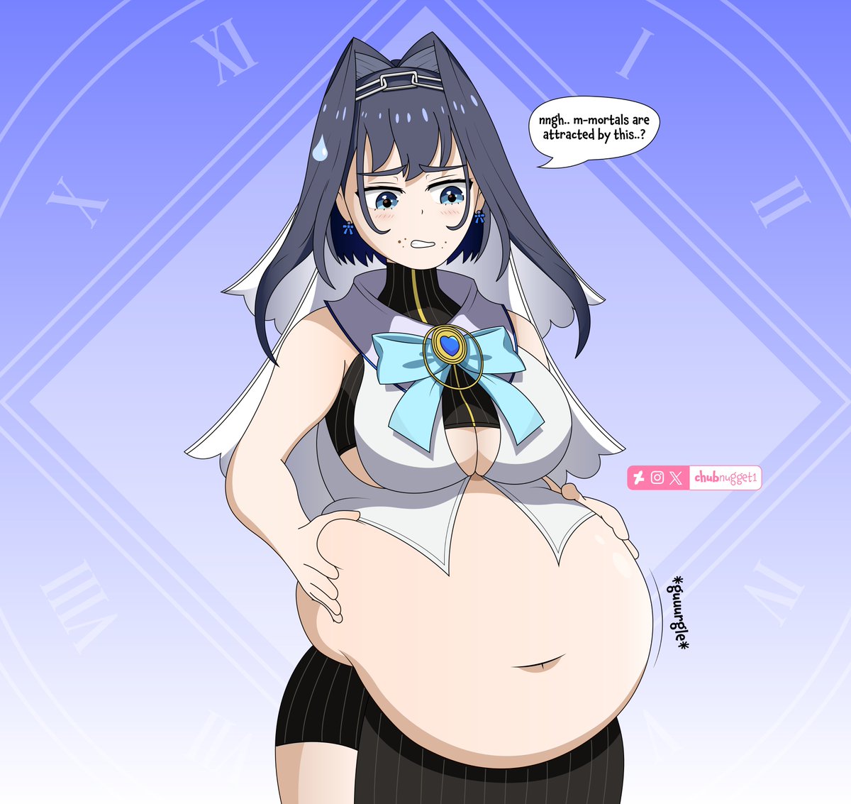 chubnugget1's tweet image. It's Kronii, my favorite Vtuber from the Hololive English cast!

#hololive #kronii #anime #belly #art #hugebelly #fat #chubby #vore #weightgain #feeder #feederism
