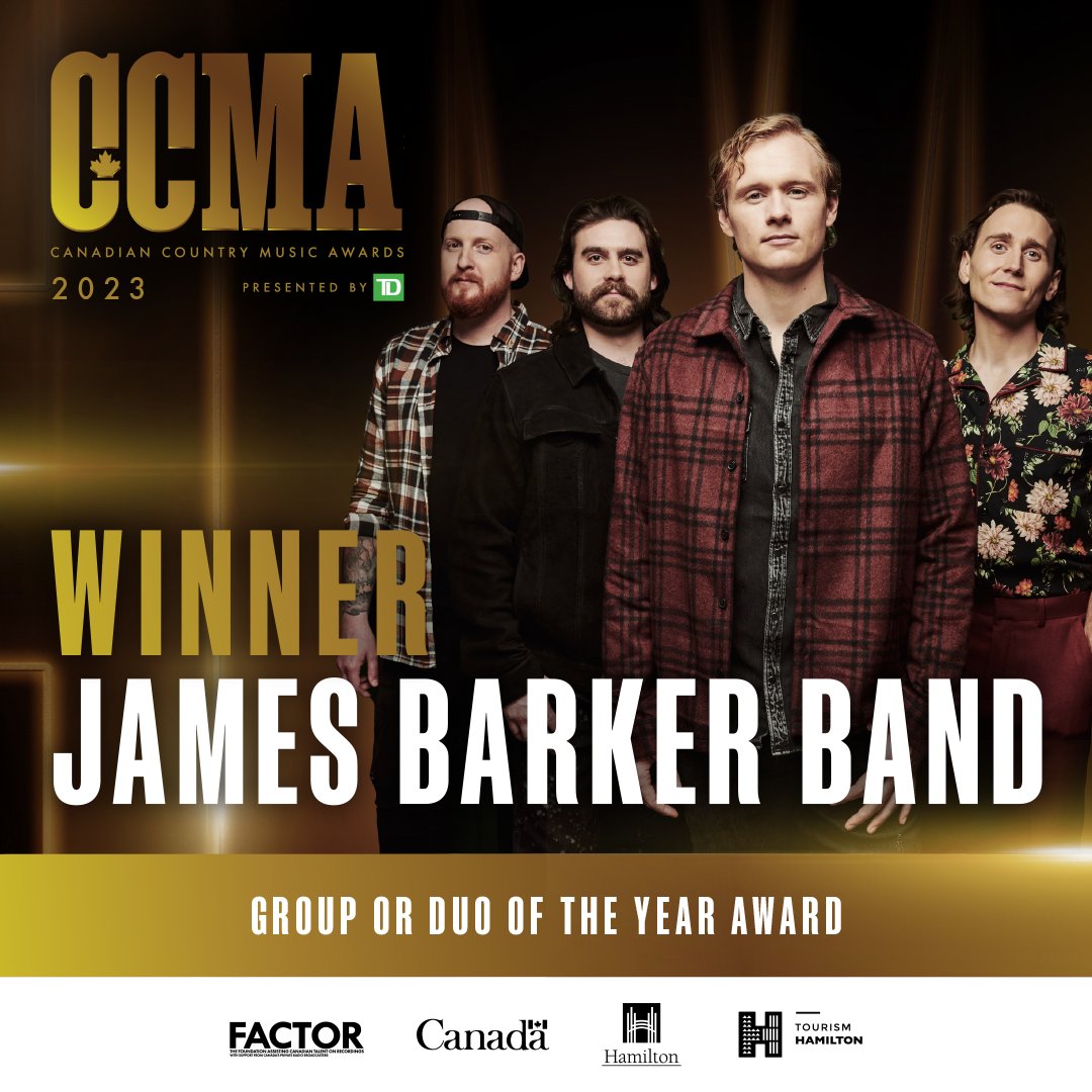 The 2023 CCMA Awards presented by @td_canada winner for Group or Duo of the Year Award is <a href="/jamesbarkerband/">James Barker Band</a>! Congratulations! #CCMAs #CCMAAwards