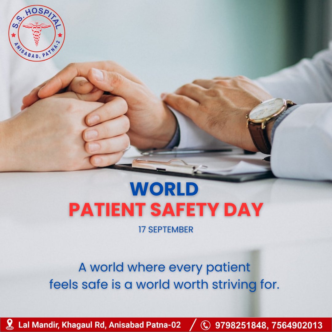 healwithss's tweet photo. In every treatment, in every decision, in every heartbeat – patient safety first.
#WorldPatientSafetyDay!
Follow Us @healwithss
#SSHospital #worldpatientsafetyday2023 #PatientSafety #PatientFirst #PatientComfort #patientcarefirst #patientsafetyfirst #WorldPatientSafety https://t.co/MwWD23wlPZ