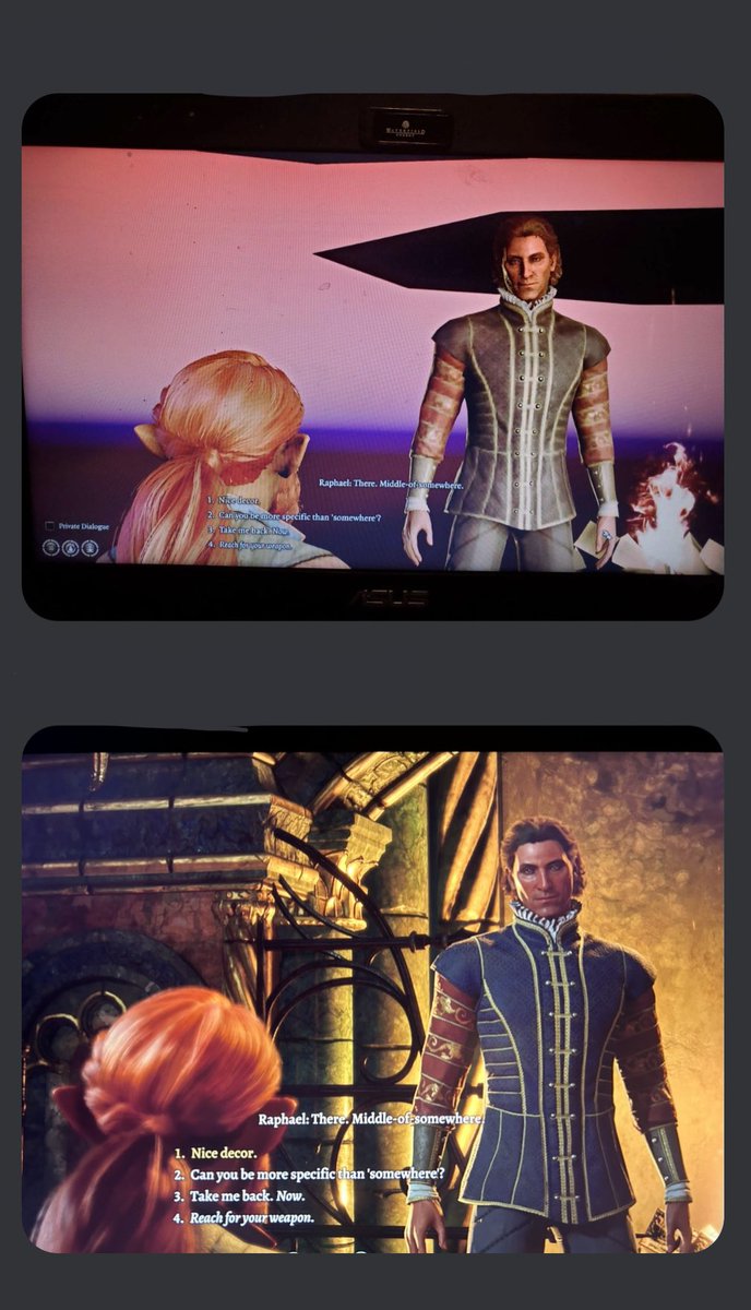 eighXXII's tweet image. My friends game vs mine in baldurs gate!