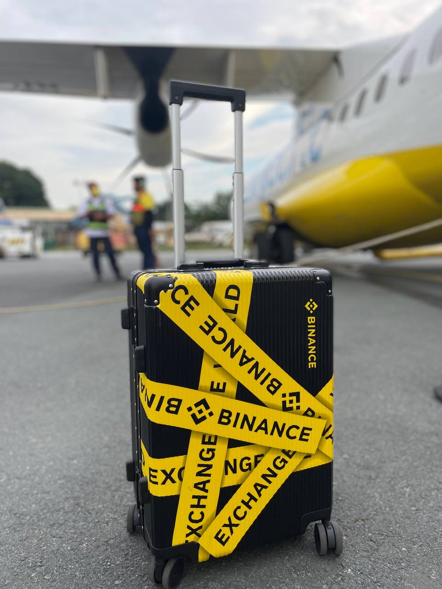 The #Binance suitcase. First on the plane, and first off.
