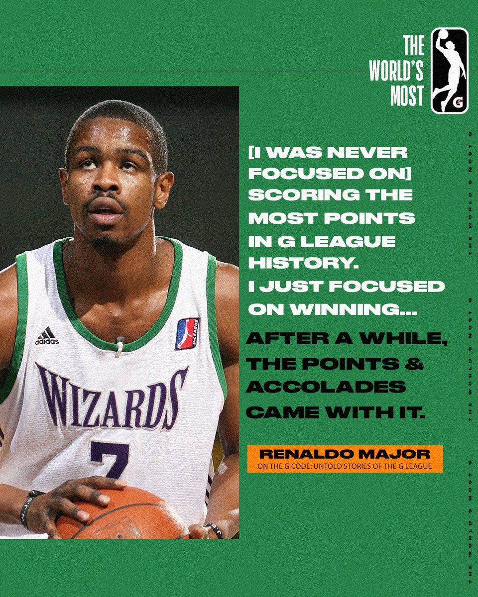 Renaldo Major never planned on becoming the G League’s ALL-TIME leading scorer. The only thing he cared about was winning! 🏆

Check out his AMAZING journey on The G Code: Untold Stories of the G League.👇

youtube.com/watch?v=Cp3_f_…
