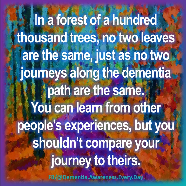 We must adapt what we learn from each other to the unique needs of those for whom we care.   

#Alzheimers #dementia #caregiving