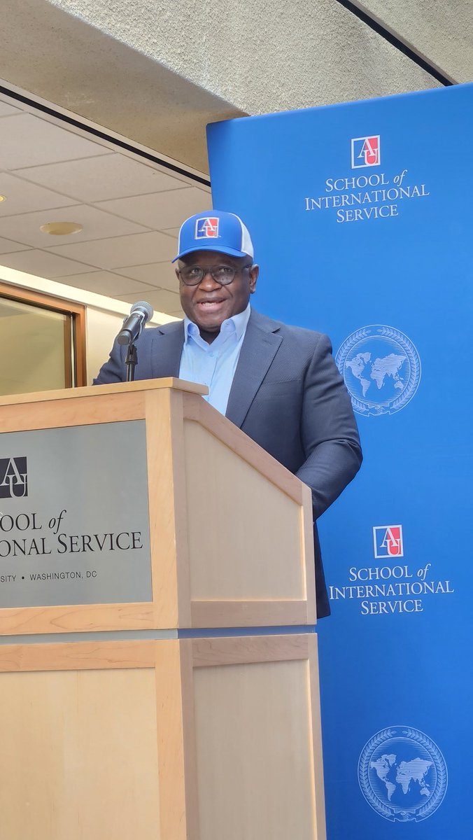 Ladyfatimabio's tweet photo. Class act from the man of the moment. President Dr Julius Maada Bio at his former University. American University School of International Service. Some are made leaders he was born to lead. We are very proud of your accomplishments, my love. We most grow under your leadership. https://t.co/2m5Rw3u68E