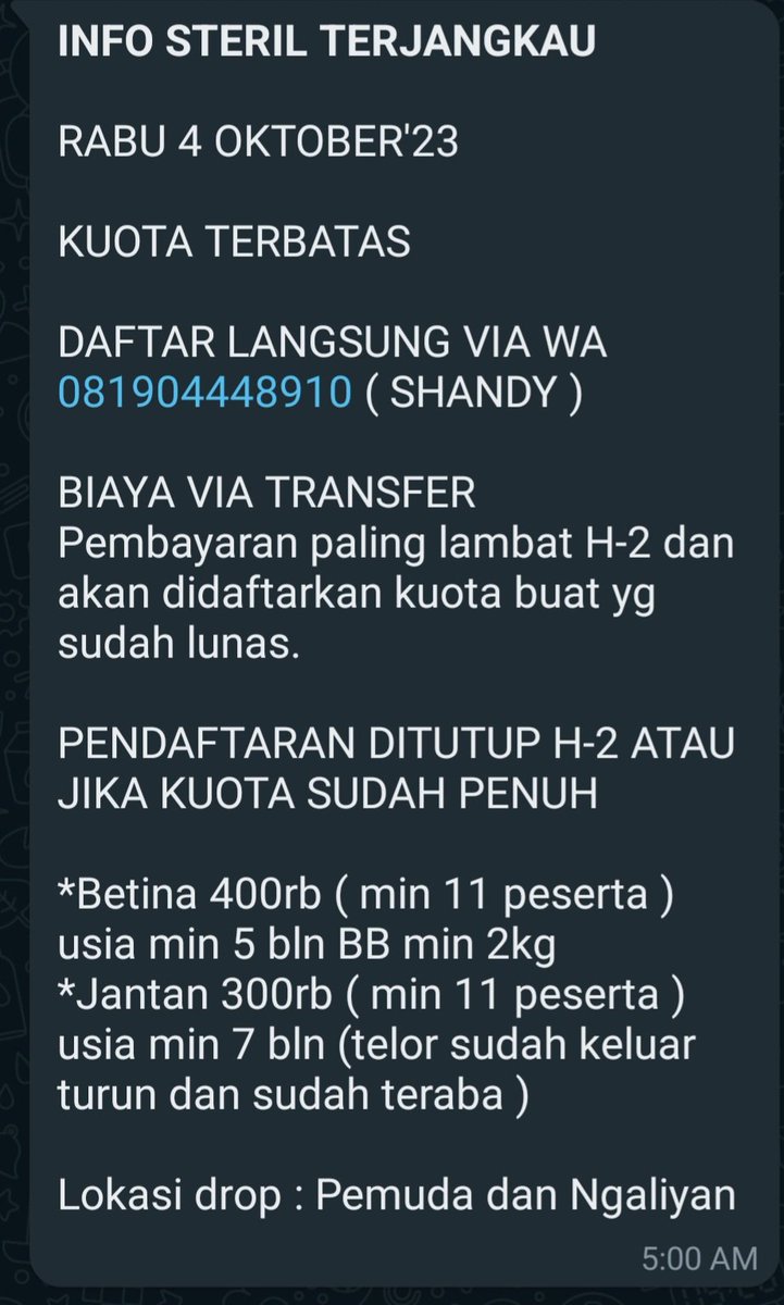 aris109_'s tweet photo. @undipmenfess Silahkan coba dihubungi, 4 majikan sdh tersteril disana 🐈 https://t.co/TP7hVhv7Hz