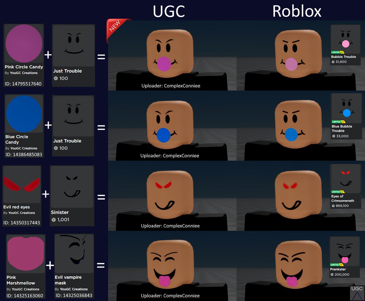 Peak” UGC on X: UGC creator VirgateMetal777 uploaded knockoff Epic Face  eyes. These can be used instead of the eyes shown in the quoted post.  #Roblox #RobloxUGC  / X