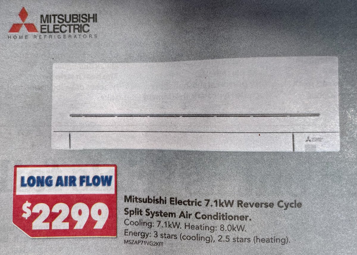 PJRosenberger3's tweet image. Improved #MEPS needed ASAP to help the grid transition to #renewables. Substandard, #inefficient appliances like this #MitsubishiElectric 3-star #aircon need banning ⁦@Bowenchris⁩ ⁦@PennySharpemlc⁩. 
#ausbiz #auspol #EnergyTransition #electricity
@ME_Europe @meuk_les