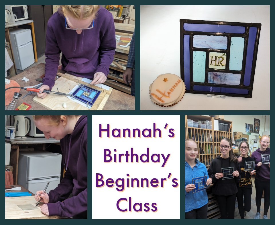 Hannah, Hannah, Emma and Lucy had a fun day learning to make leaded stained glass as part of Hannah's 16th birthday celebrations, and didn't they make stunning panels 💜💙💚🩵
#stainedglass
#makelearningfun
#handmadecraft
#traditionalcraft #birthdayworkshop