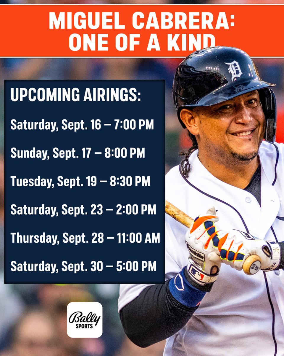 There are more opportunities to catch “Miguel Cabrera: One of a Kind” this month. Don’t miss the chance to watch this documentary, presented by <a href="/bigtimebats/">BigTimeBats.com</a>. 📺

You can also stream anytime on the Bally Sports app, for both authenticated users and Bally Sports+ subscribers.