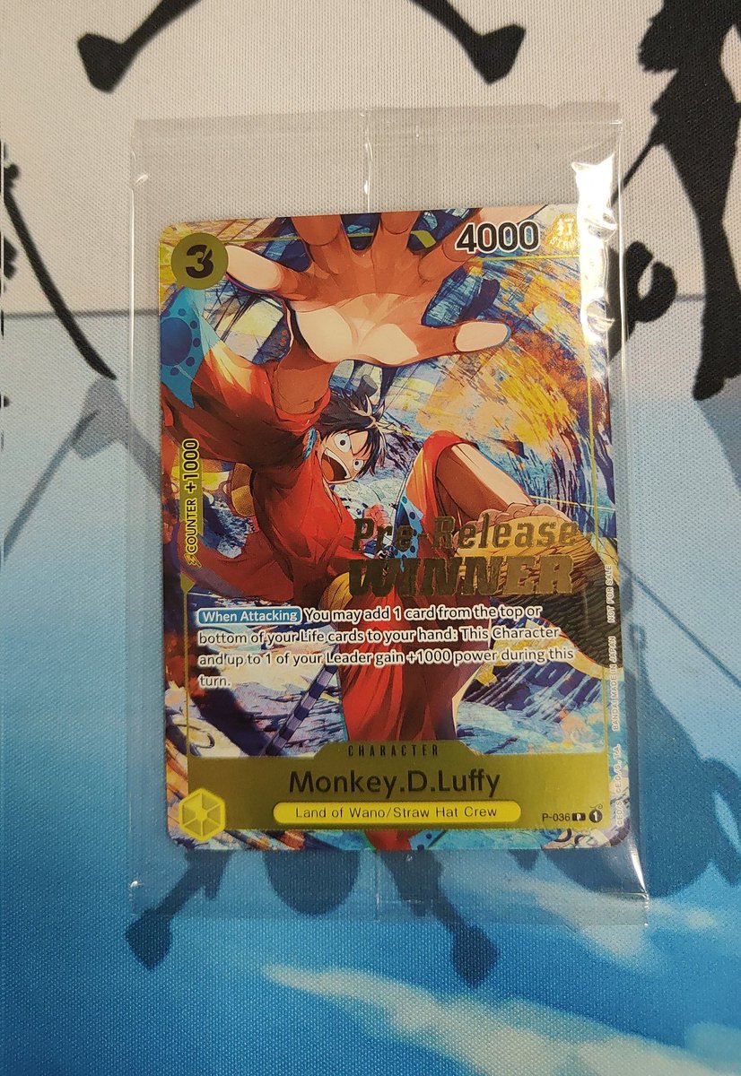 Pre-release winner! Final round win vs @rubimiau66 also very funny, very hard...

#OnePiece #OnePieceTCG 
#luffyWinner #onepiececardgame