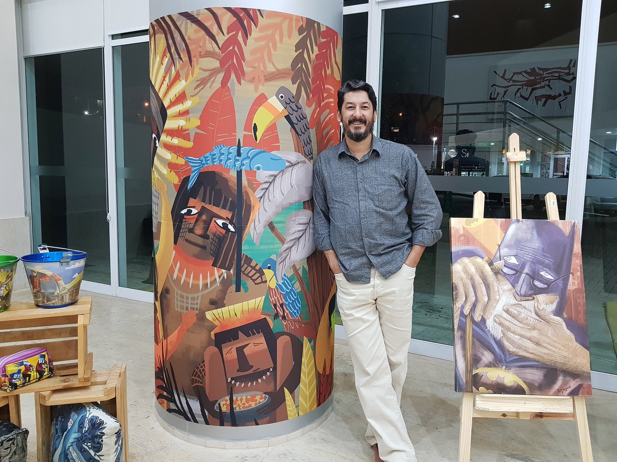 alegraziani's tweet photo. @betepacheco_ Depois que fiz a pintura, transformei em tecido e envolvi a coluna de um condominio comercial. https://t.co/II1INEcu5Y