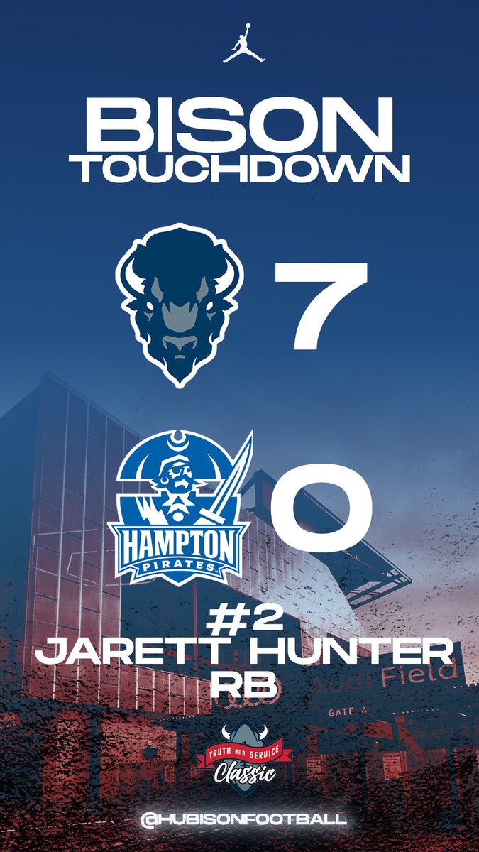 HUBISONFOOTBALL's tweet photo. 1ST TOUCHDOWNโผ๏ธ of the day goes to Running Back Jarett Hunter #2
BISON- 7
PIRATES- 0
#STMDT #HUBisonFootball #CompetitiveExcellence #TruthandServiceClassic https://t.co/cvF9D9KQOK