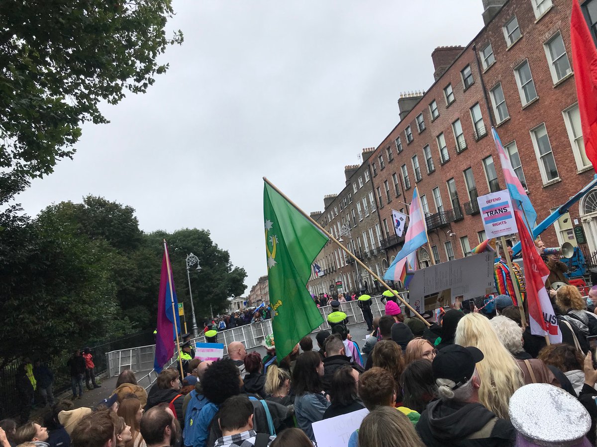 OisinWall's tweet photo. It was great to see how many people came out in the rain to show Posie Parker’s embarrassingly small mob of fascists that Ireland does not want their hate. #TERFsOut https://t.co/4Ij05OgHpI
