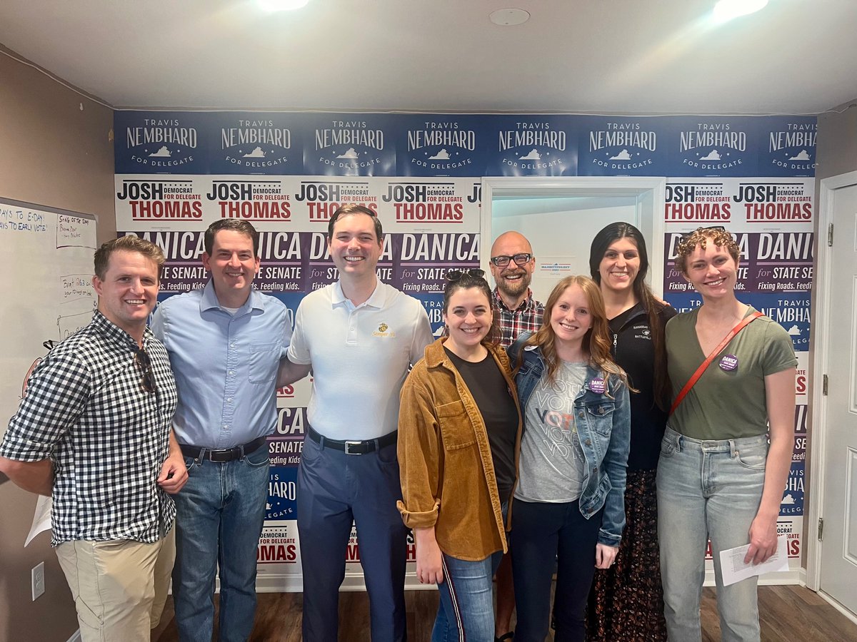 BlairStLedger's tweet photo. Wrapping up our @Climate_AF staff retreat by knocking some more doors - this time for @pwcdanica, @VA_JET, and @Travis_Nembhard! I can’t wait to work with these awesome climate champs in the #valeg 🙌

#RunWinLegislate #ClimateActionNow https://t.co/IxlHpDqxcM
