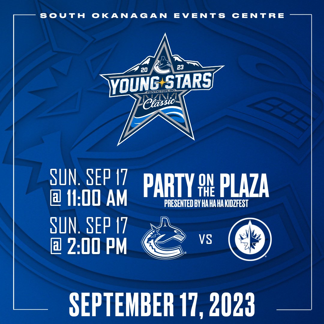SUNDAY FUNDAY 🌟 Party on the Plaza, hosted by Ha Ha Ha Kidzfest, is happening TODAY from 11 AM-2 PM at the SOEC. Join us for all kinds of FREE fun before the @Canucks face off against the @NHLJets at 2 PM! 🏒 Get your tix to the game!🎫bit.ly/YoungStars23