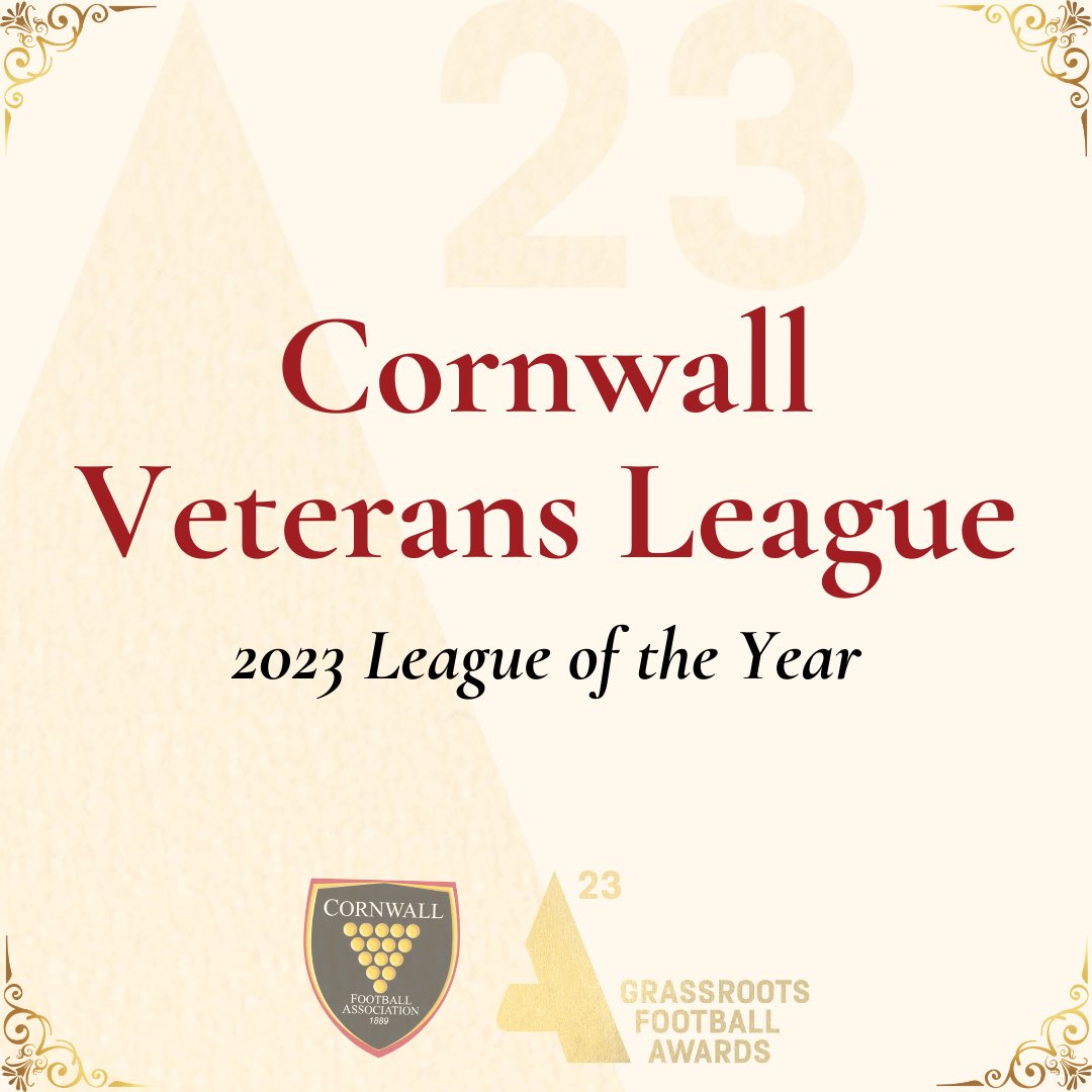 Congratulations to our first award winner of the night! Your 2023 League of the Year is the Cornwall Veterans League! 👏 

#GrassrootsHeroes