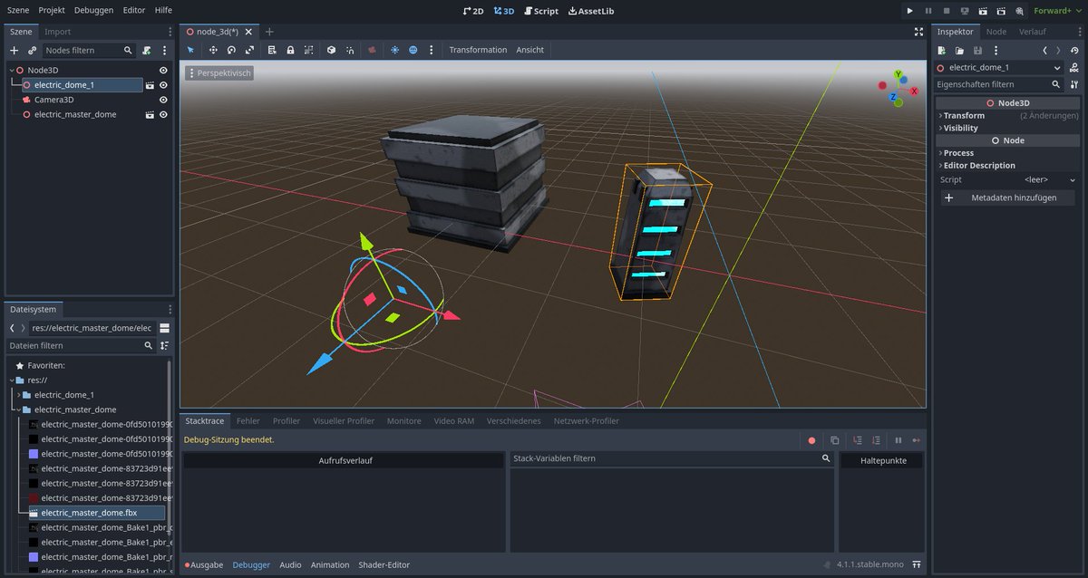 Ich folge dem aktuellen Trend und probiere mal eine Alternative zur #UnityEngine aus. Die #GodotEngine kann auf jeden Fall schon mal meine Assets ohne Probleme importieren 🥰

#unity3d #blender3d #blender