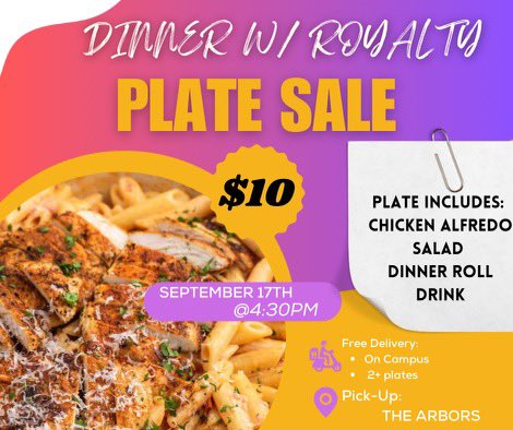 TOMORROW <a href="/RoyaltySHSU/">Royalty ✨</a> will be making Sunday dinner!!  🍽️

Only $10!! 
&amp; FREE Delivery on Campus!!!! 🚗

Place your order by DM or contact any eboard member!!! 💜🫶🏽